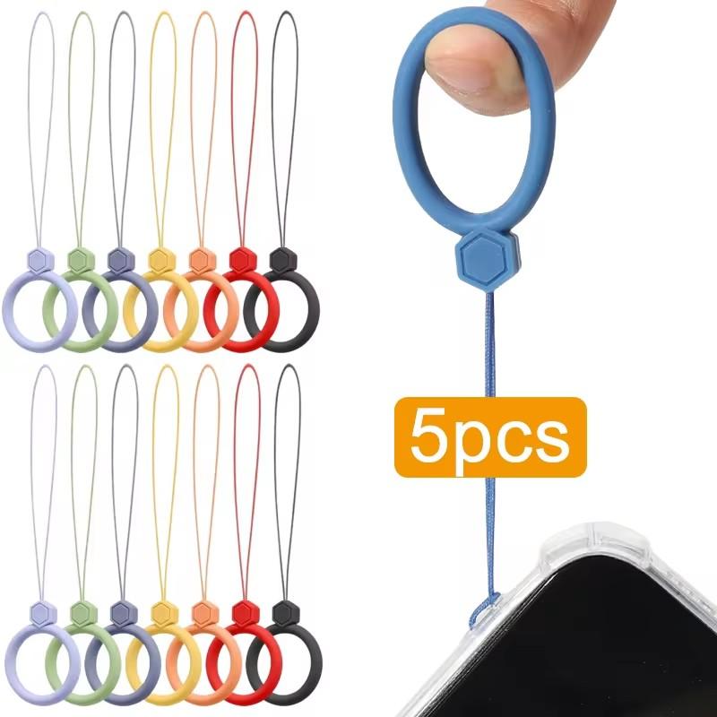 1/5/10Pcs Silicone Mobile Phone Hanging DYM Ring Anti-Lost Straps Lanyard for iPhone Xiaomi Samsung AirPods Case Holder Pendant