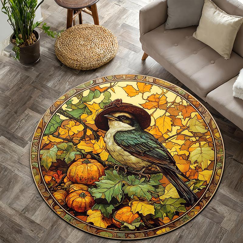 

Ретро-стиль с птицами и цветами Фланелевые круглые напольные коврики с принтом, нескользящие. Подходят для гостиной, спальни, террасы, сада. Ковры 60cm