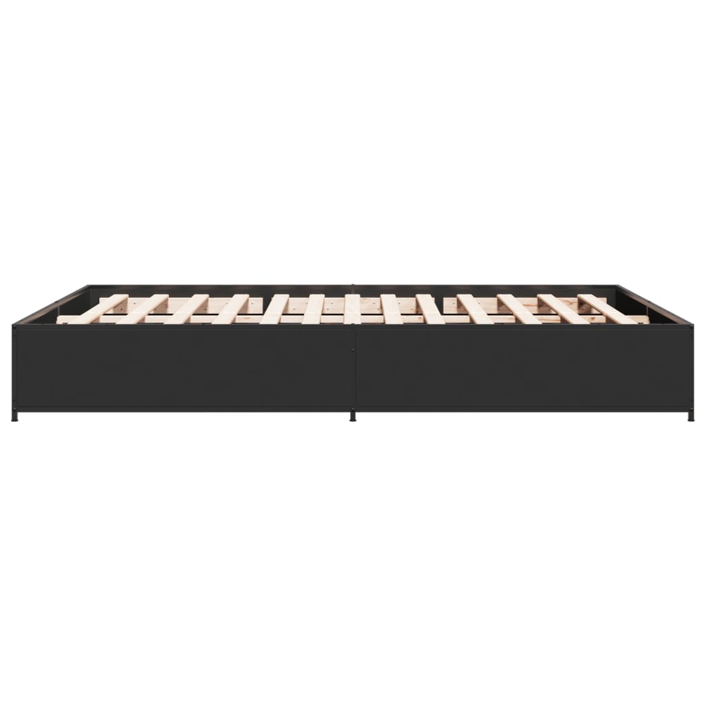 Bed Frame Black 150 X 200 Cm Particleboard and Metal