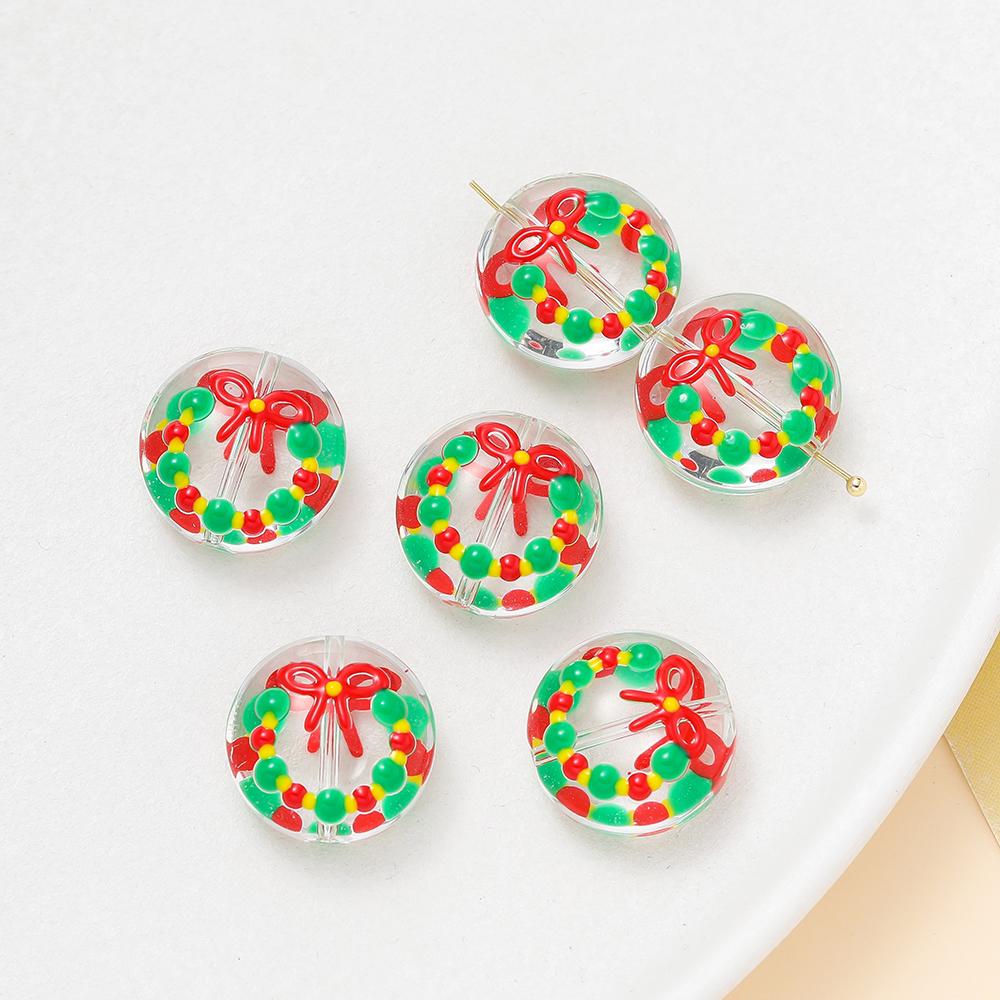

1pcs/Lot Glass Beads Christmas Elements Round Loose Spacer Beads for DIY Jewelry Making Pendant Necklace Bracelets Accessories
