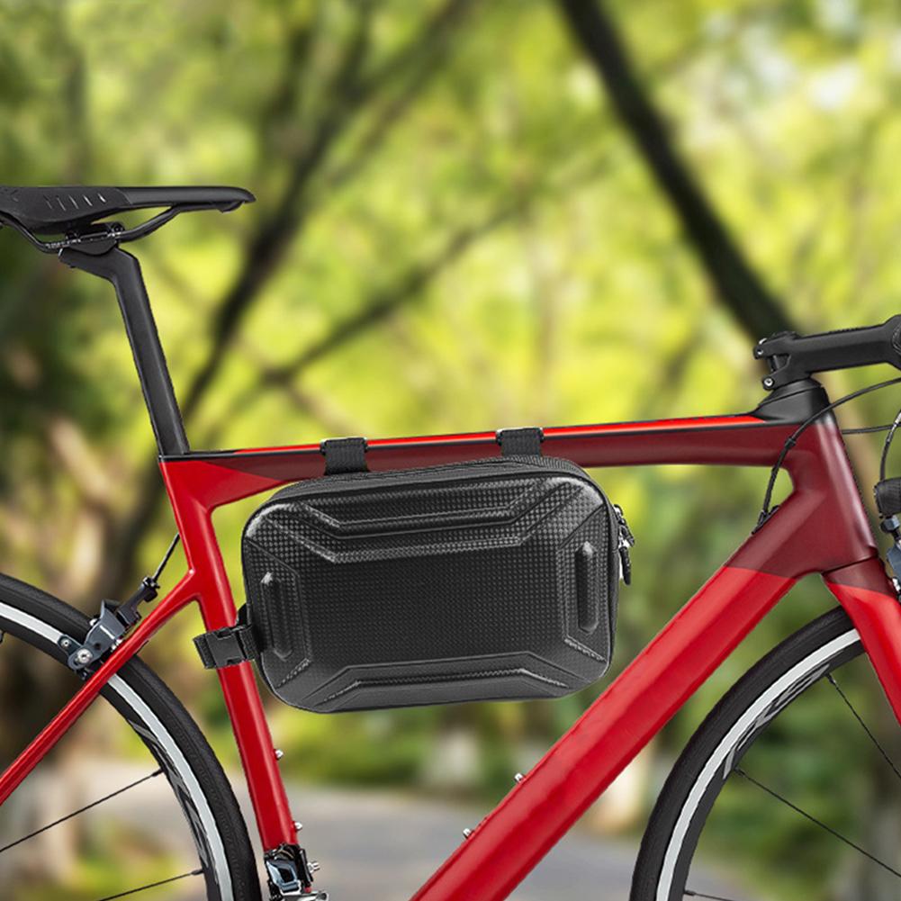 3L Bike Handlebar Bag Multifunctional Bike Front Tube Bag Adjustable Strap Bicycle Storage Bag Hard Shell Cycling Accessories