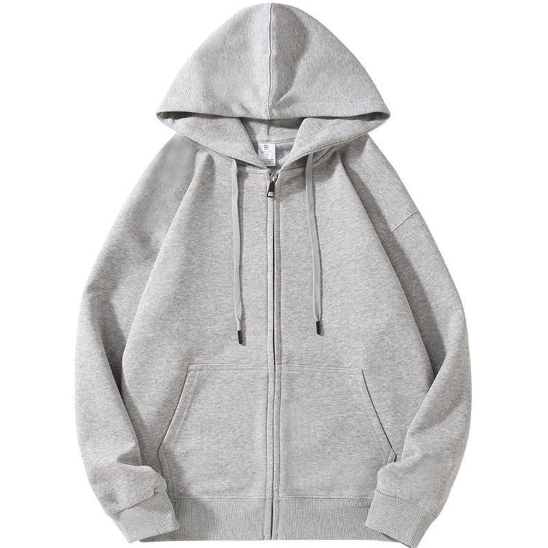Zipper Fashion Youthful Pullover Hooded Sweatshirt for Men Solid Color Sports Casual High-Street Hoodie Jacket