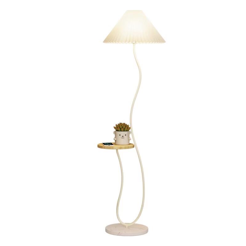 Meng Pao Nordic Pleated Floor Lamp with Storage Shelf
