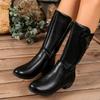 Medium boots  new autumn and winter large size mother shoes cotton shoes middle heel side zipper thick heel fashion boots