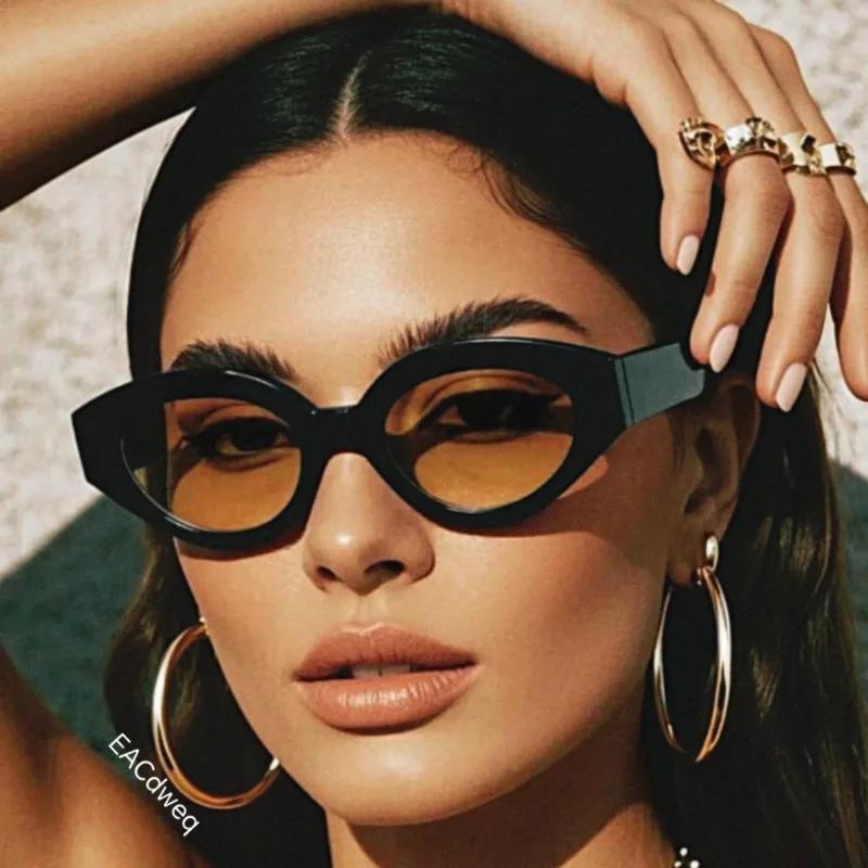 New Vintage Small Frame Oval Sunglasses Female Simple Style UV400 Glasses Fashion Design Sun Glasses Unisex Eye Glasses
