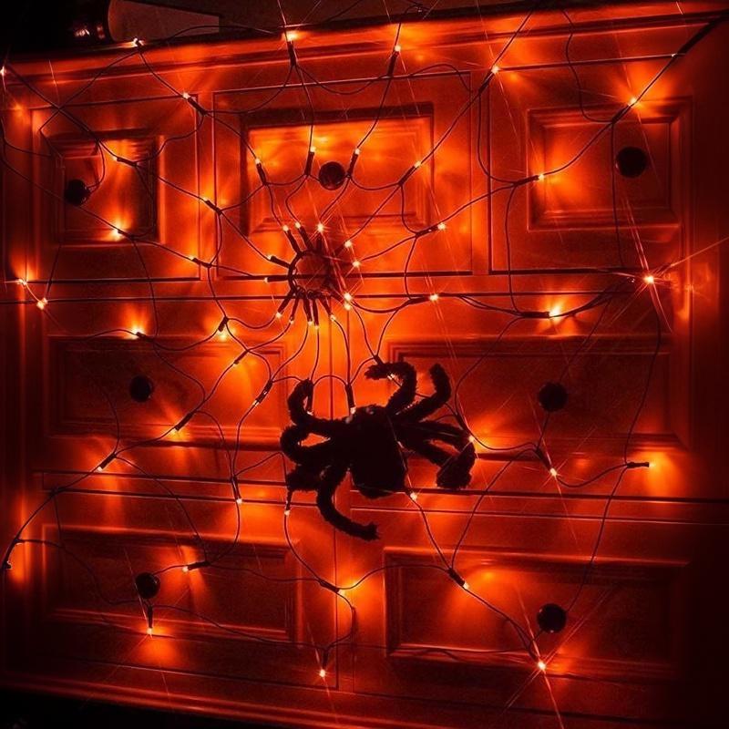 Halloween Led String Light Spider Web Ghost Festival Atmosphere Light For Haunted House Party Decoration Colorful Lighting