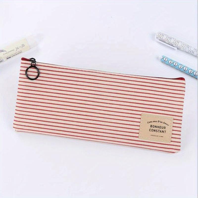 Student Stationery Canvas Pencil Bag Retro School Pencil Bag Office School Supplies Bag Handle Pencil Writing Tool Gift
