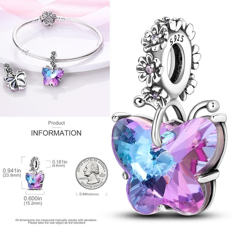 Copper Dragonfly Butterfly Pendant Charms Bead Fit Original Bracelet Bangle Women Jewelry Girl Making Beads