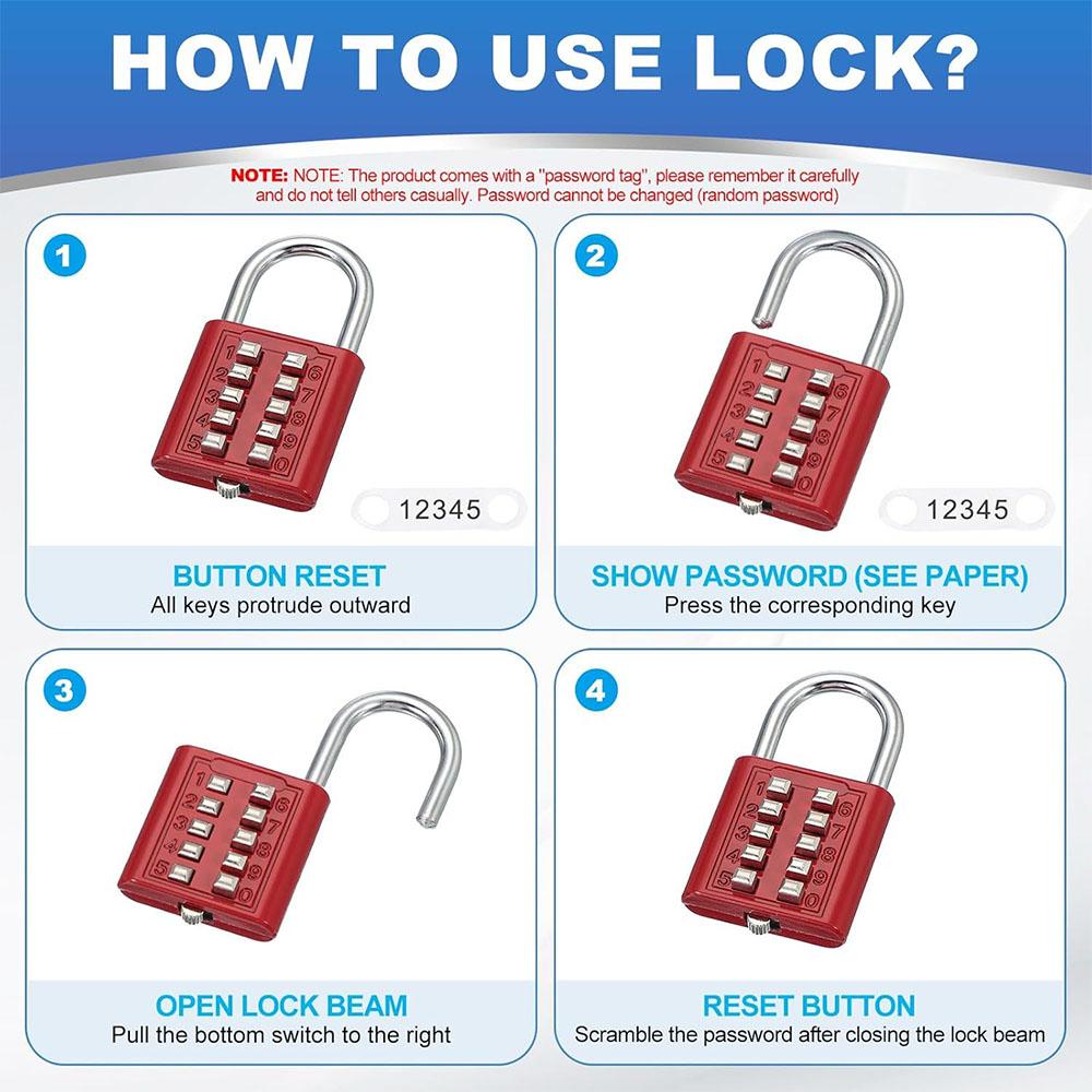 10 Digit Combination Outdoor Padlock Waterproof Zinc Alloy With Key Backup Smart Lock For Travel Luggage Anti-Theft