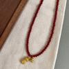 18k real gold electroplated peanut pendant beaded necklace retro design sweater chain necklace
