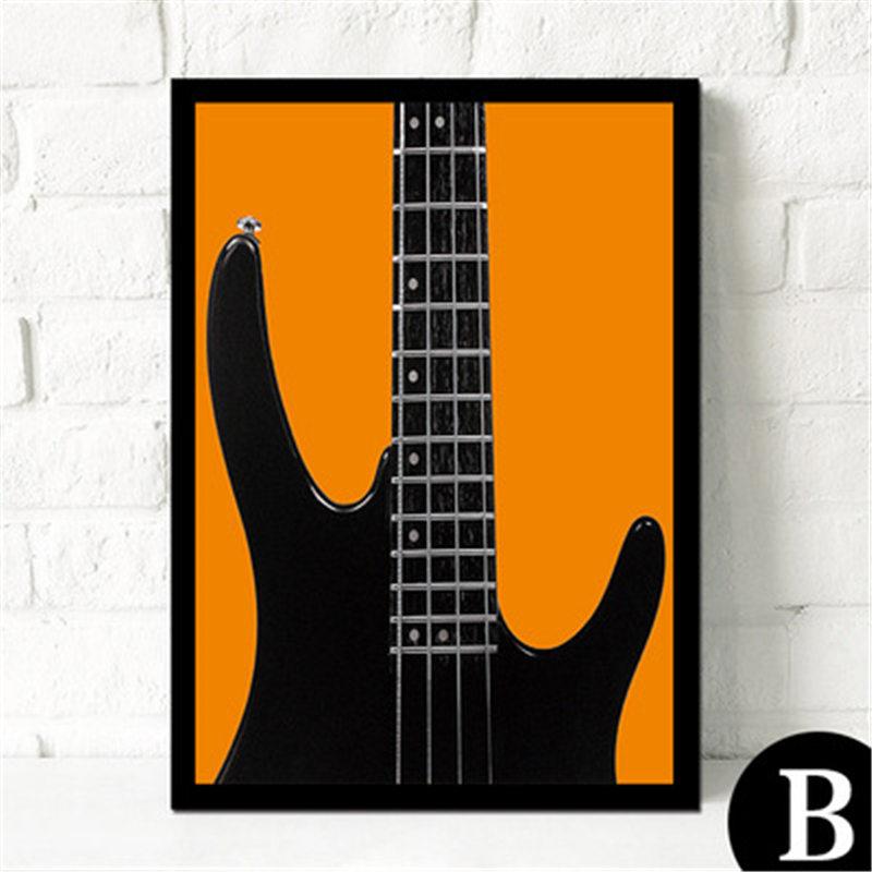 Modern Rock & Roll Musical Guitar Bass Trumpet Black White Canvas Painting Wall Poster Living Room Sofa Background Decor