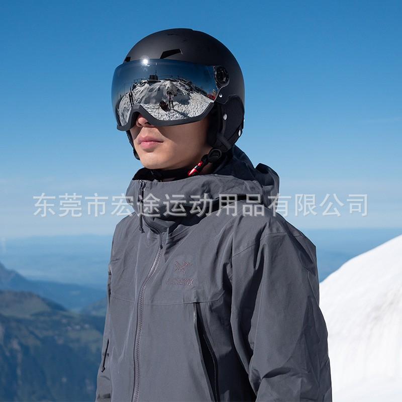 Adjustable Ski Helmet With Integrated Goggle Adults Winter Sports Safety Gear