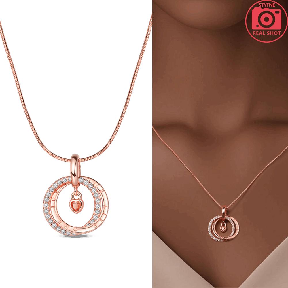 Copper Necklaces Authentic Rose Gold Plated Pink Zirconium Cupid Necklaces Cross Firefly Womens Jewellery Accessory Fine Gift