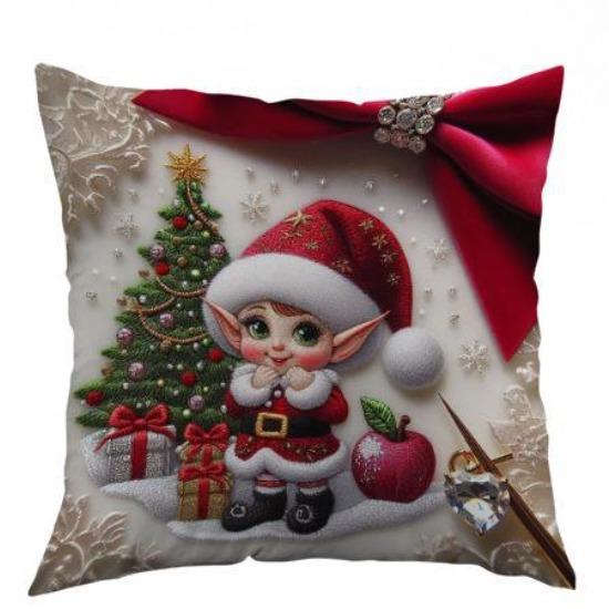 Cartoon Santa Claus Polyester Pillow Cover Christmas Sofa Cushion Cover Home Holiday Printed Cushion Cover
