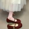 Height-increasing splicing Mary Jane shoes 2025 new round head with light mouth commuting Velcro fashion single shoes women