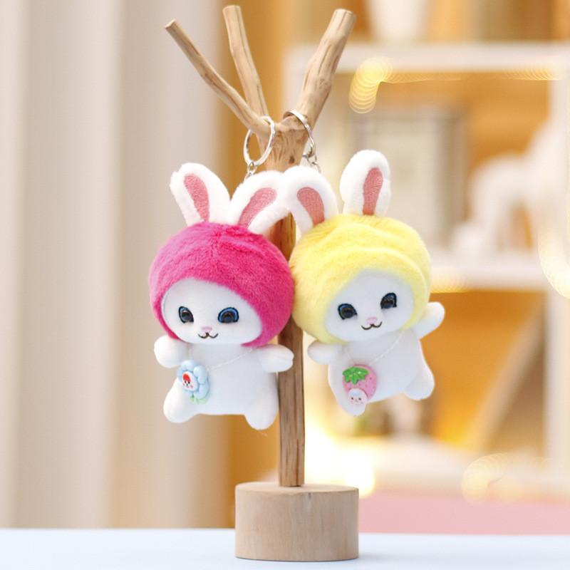 Cute Plush Rabbit Keychain Toy Adorable Soft Stuffed Animal Accessory For Bags
