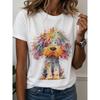 Women's T Shirt Print Graphic Animal Dog Stylish Classic Casual Short Sleeve Crew Neck Regular Tops Casual Daily Rainbow Summer Spring