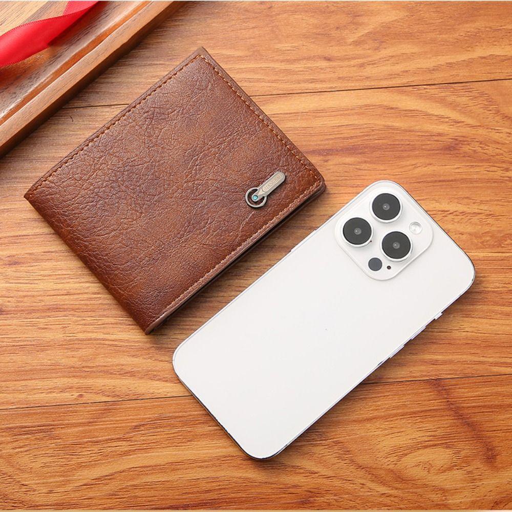 

Waterproof 2 Fold Purse Thin Male Leather Purse Fashion Card Wallet Travel чёрный