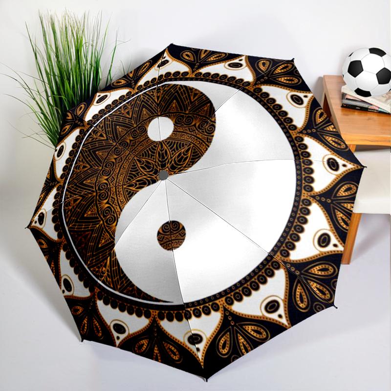 1PC Yinyang Mandala Umbrella Automatic Open/close, Sturdy Iron Frame & 8-Rib Struct, Umbrella for Women & Men, Christmas Gift