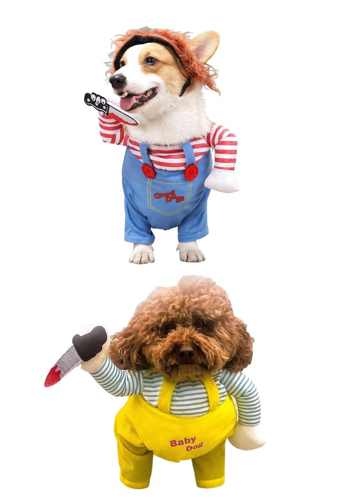 Halloweenské kostýmy pro psy, Cosplay kostým pro mazlíčky se 2 popruhy, Prodyšný univerzální kostým na párty pro všechna roční období pro malé, střední a velké psy