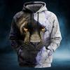 2025 Fall Winter Men's Animal Black Panther 3D Prints Hoodies Sweatshirt Long Sleeve Crew Neck Streetwear Drawstring Tops