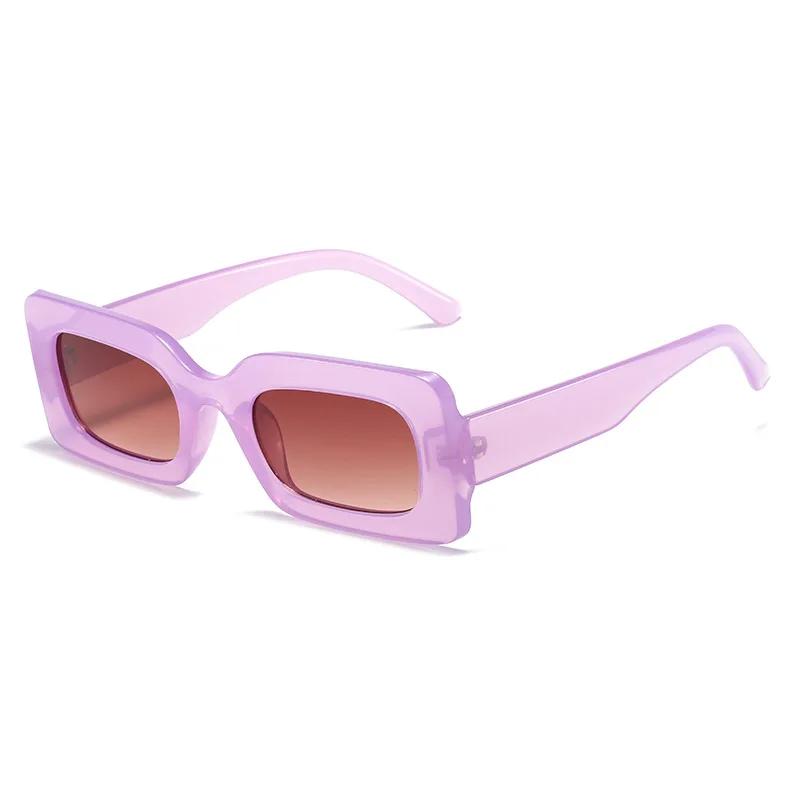 Women'S Sunglasses  Fashion Vintage Rectangle Frame Purple Pink Square Glasses Girls Sun Glasses Ladies Eyewear Uv400