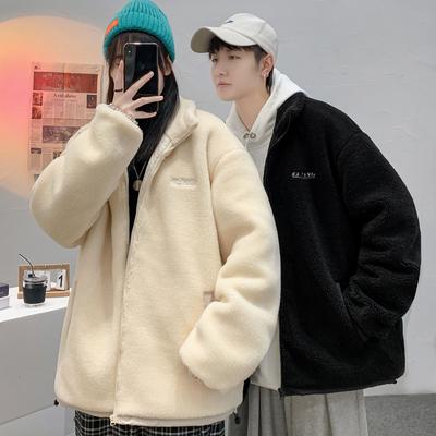 Winter Cotton Coat Men's Trendy Winter Clothing Hong Kong Style Lamb Velvet Loose Couple Internet Celebrity Same Style Jacket