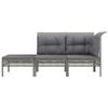 VidaXL Garden Lounge Set 3 Pcs with Cushions Grey Wicker, Outdoor Lounge Set, Furniture Set 319661