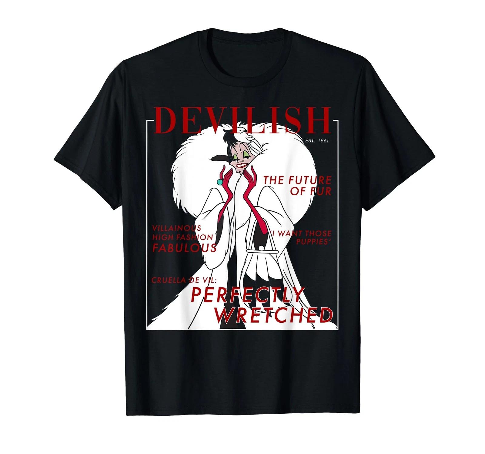 Хэллоуинская футболка с Круэллой из «Злодеев Диснея» на обложке журнала_ XL