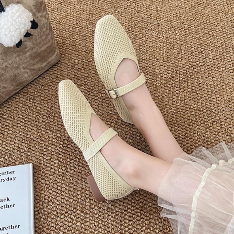 Fashion Weave Mesh Flats Shoes for Women 2025 New Breathable Comfort Shoes Autumn Running Buckle Sneaker Casual Soft Chaussures Femme