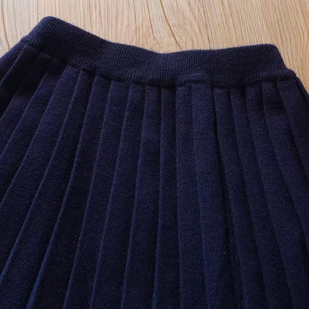 Kids Clothing Set Striped Knit Cardigan Pleated Skirt Cute Girls Outfit for Ages 5-12 Autumn Winter Children's Sweater Set