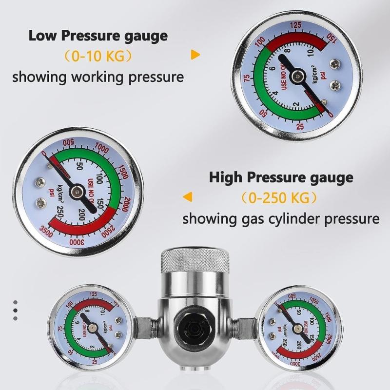Pressure Regulator Valves with Hose Line and Adapter for Whipped Cream Chargers 0.95Liter 580g Tank M11 Thread Universal