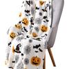 Halloween Flannel Blanket - Soft, Warm, Spider Webs, Witch Hats, Bats Design