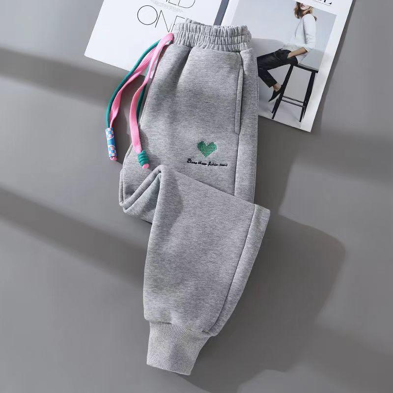 Girls' Plus Velvet Pants, Autumn Winter, Big Children, Spring and Autumn, Children's Casual Sweatpants, Little Girls' Sports Pants, Loose Outer Wear
