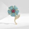 Women's Light Luxury Design Flower Inlaid Zircon Geometric Brooch Fashionable And Versatile Niche Design Brooch