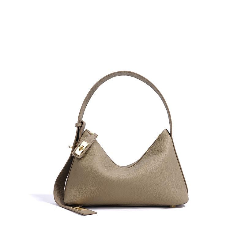 Black Versatile Niche Premium Commuter Tote Bag First Layer Cowhide Underarm Leather Bag Female Crossbody Dumpling Bag