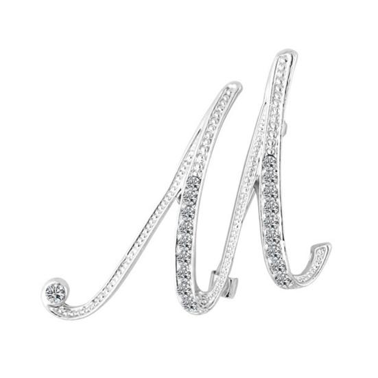 1 Pc Fashion Unisex Rhinestone English Letters Alphabet A-Z Brooch Pin Ornament