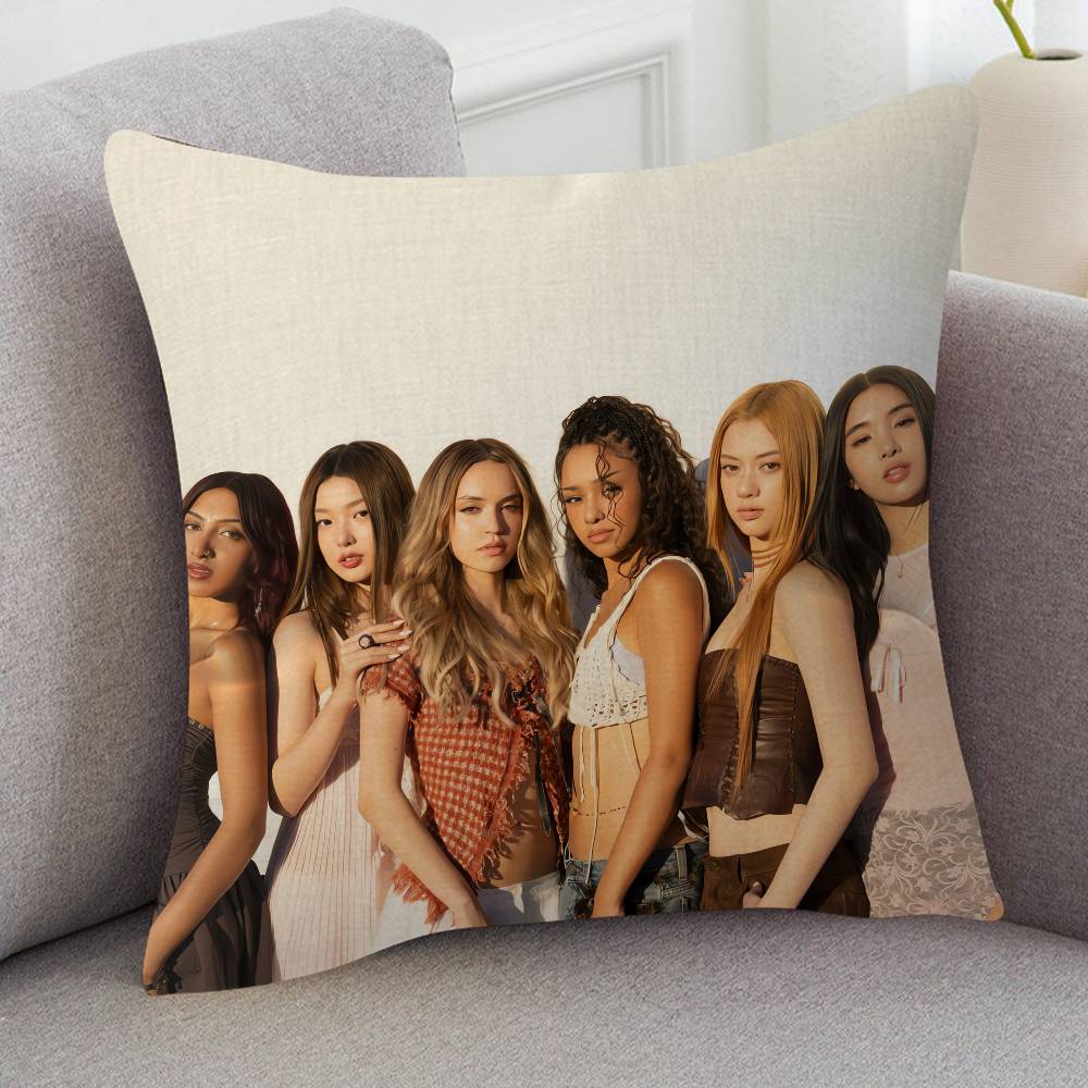 KPOP Katseye Pillow Case Soft Double Sided Print Sofa Cushion Cover Throw Pillow Covers