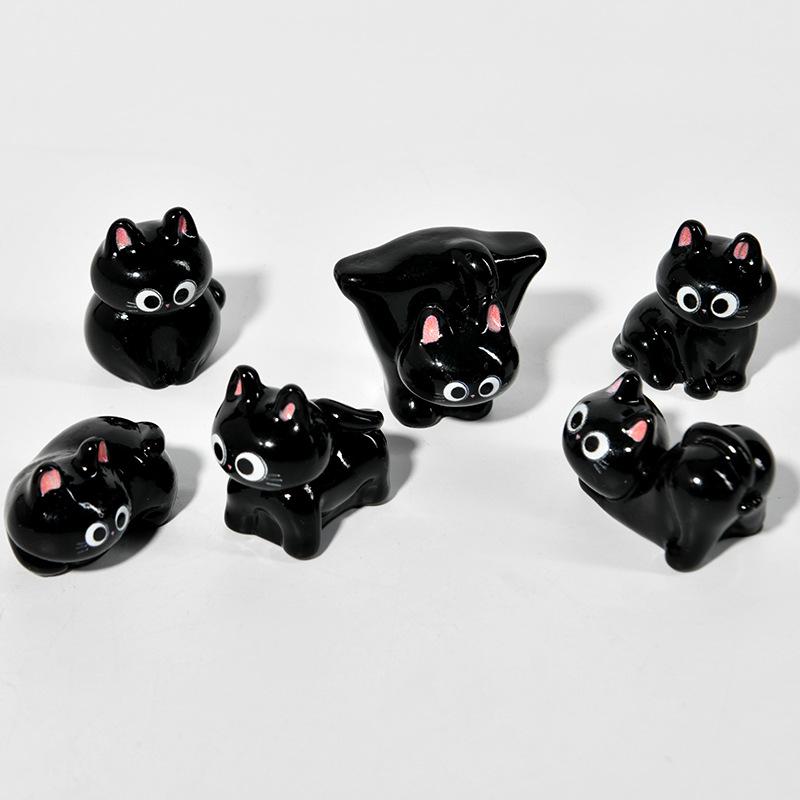 Lovely Kitten Desktop Ornaments - 1/6Pcs Black Cat Cartoon Miniature Figurines