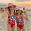 Mädchen Badeanzug Einteiler Unabhängigkeitstag Print Ärmellos Lässig Badebekleidung für Kinder Sommer Strand Pool Kleidung