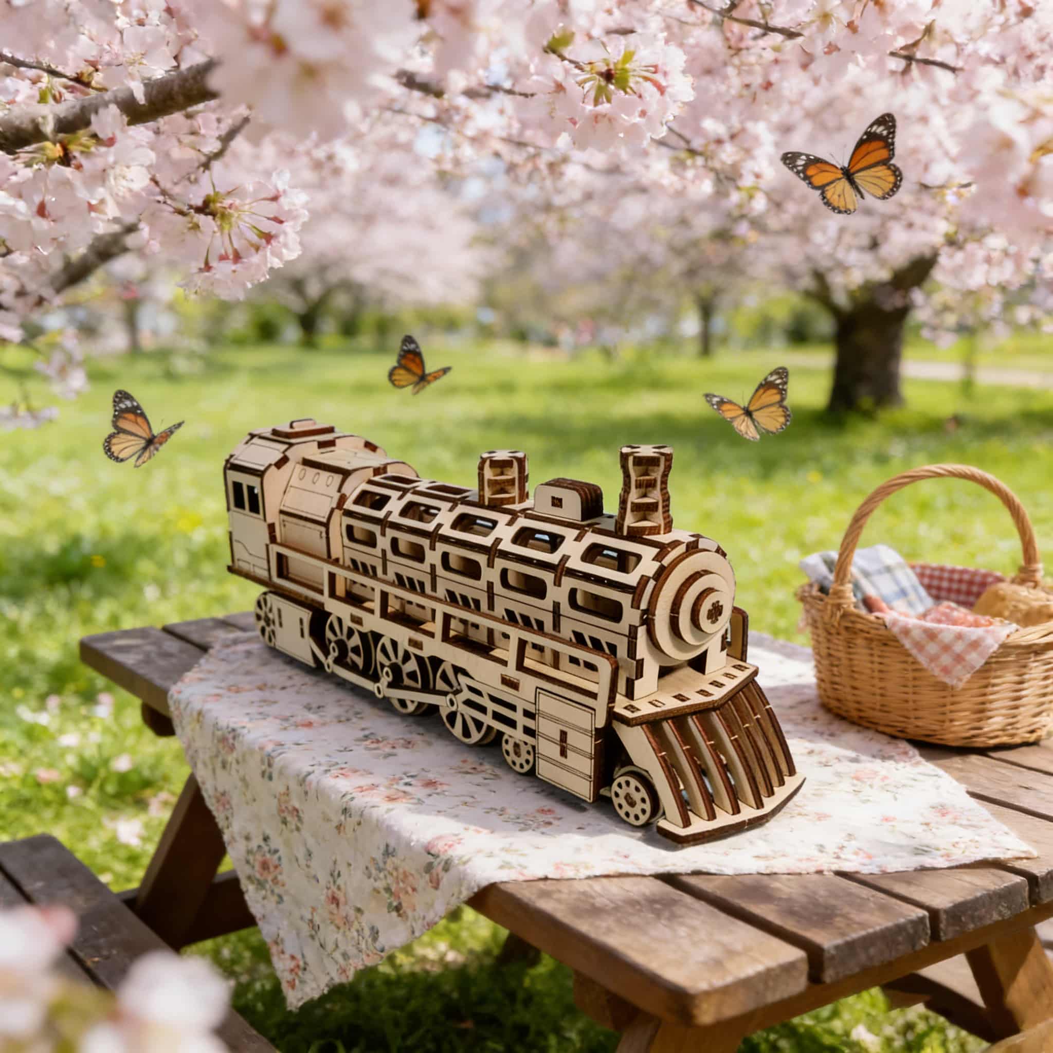 

3D Wooden Puzzle Locomotive Scale Model DIY Model Package Handcrafted Present Home Decor Assembly Toy great for daily use белый