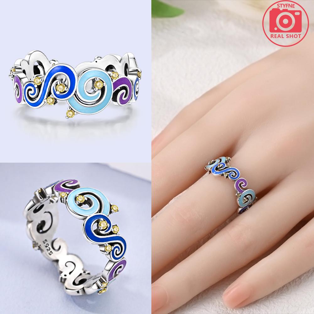 Authentic copper Moon Stars Ring Colorful Feather Love Heart Infinite Ring Delicate Valentines Day Jewellery Gift