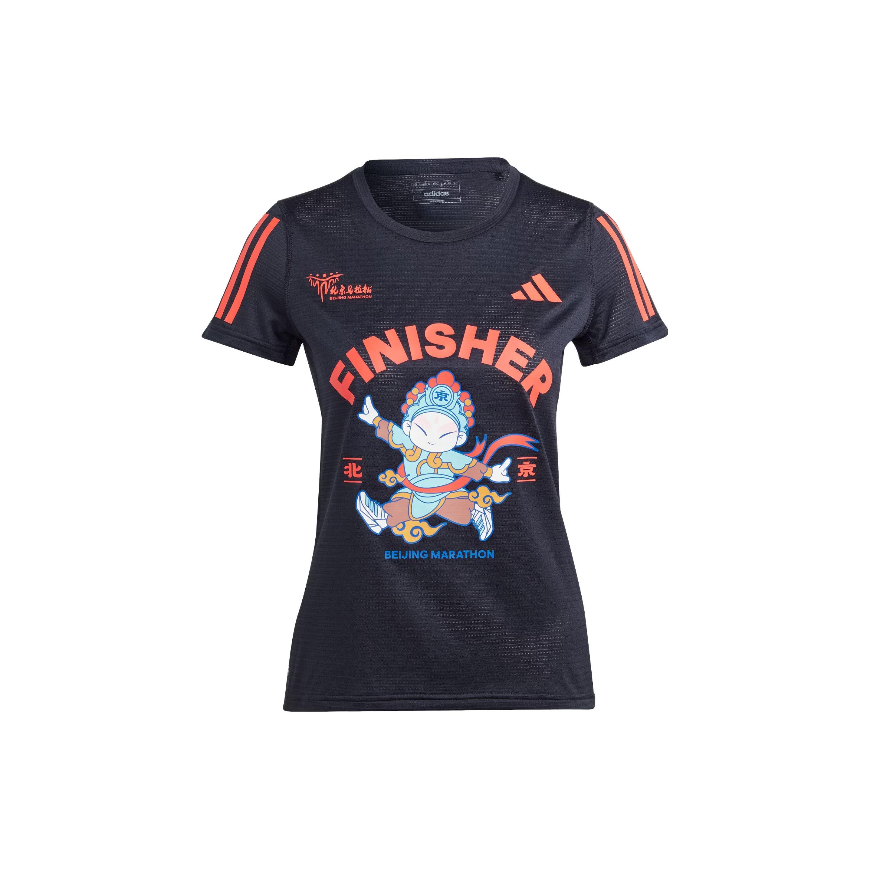 

Adidas Футболка Beijing Marathon Finisher с принтом в виде мультяшных букв, сухая футболка для бега с коротким рукавом, женские топы черного цвета IT2545 XS