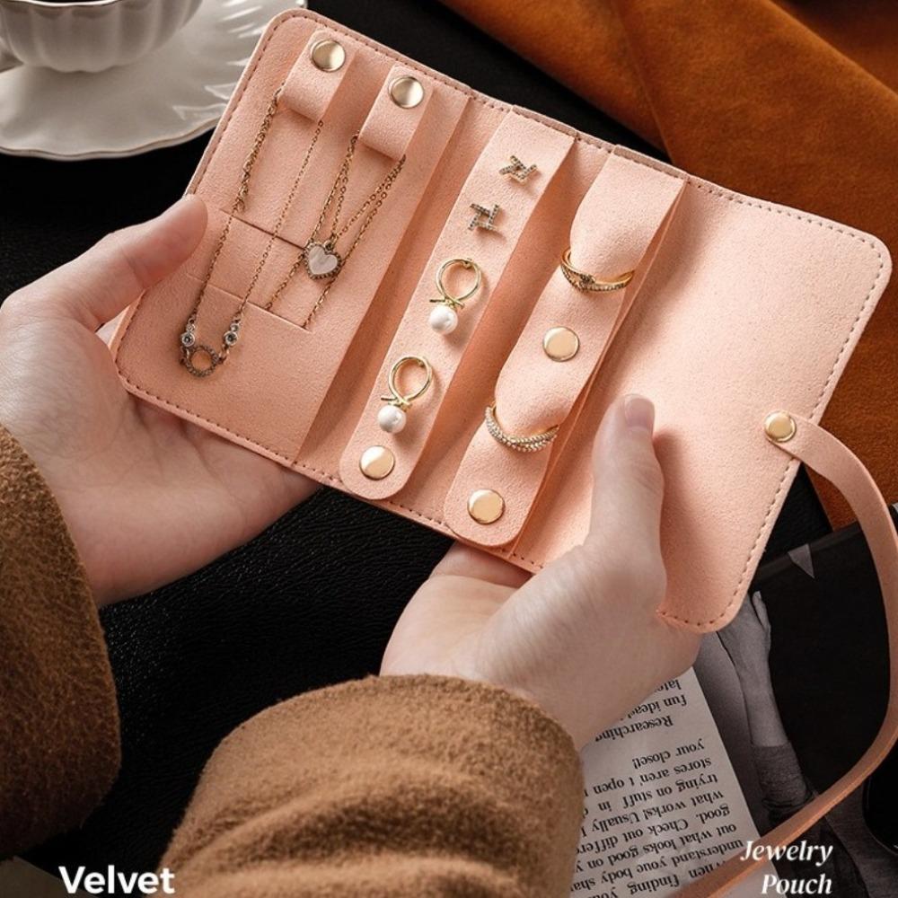 Roll Up Earrings Display Pouch Foldable Necklaces Storage Pouch Jewelry Storage Bag Ring