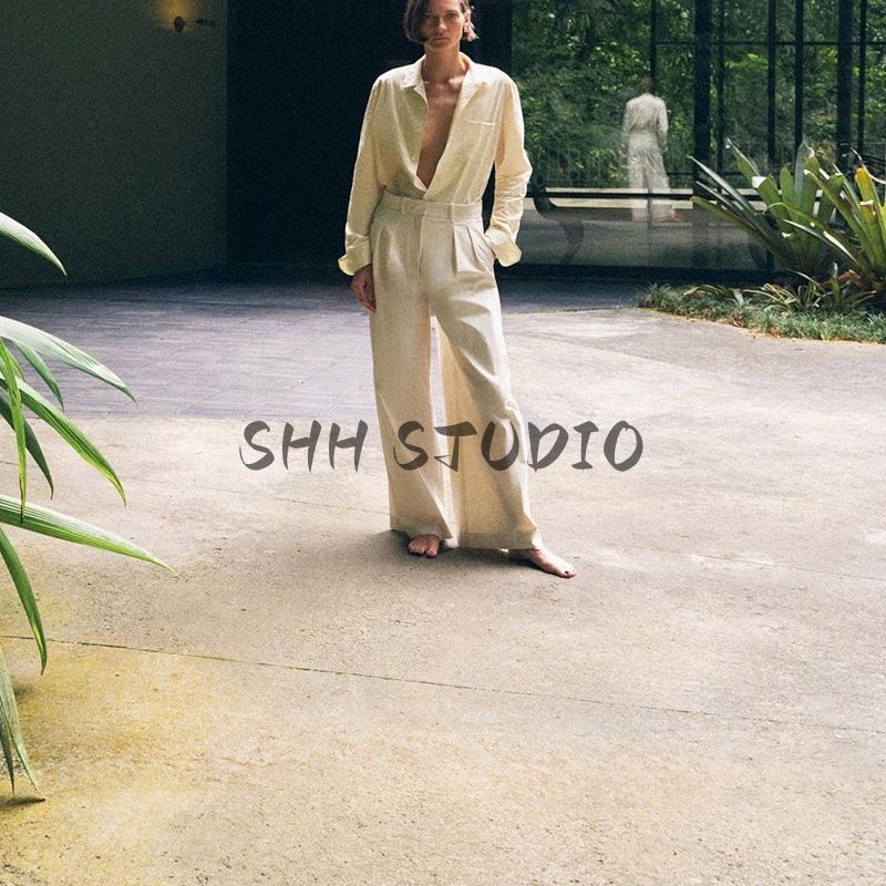 Spring New Women's Clothing Commute Style Lapel Long Sleeves Pocket Decoration Cotton Simple All-Matching Shirt 2360111