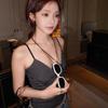 American retro striped V-neck sling vest women's summer new Spice Girl high street short slim backless top