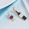 Asymmetry Red Wine Bottle Cup Dangle Drop Earrings For Women Statement Jewelry Gifts