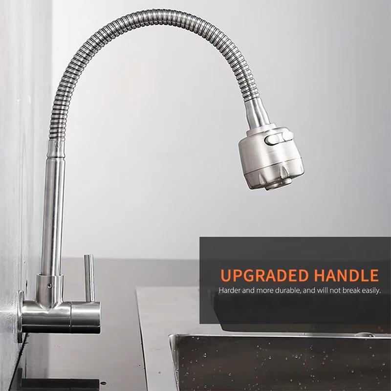 Stainless Steel Wall Mounted Faucet Single Cold Water Tap 360 Rotating Spout Washing Faucet Folding Neck Bathroom Kitchen Tap