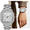 Luxury Full Diamond Watch Men Sparkling Rhinestone Dial Stainless Steel Bracelet Women Elegant Bling Dress Watch