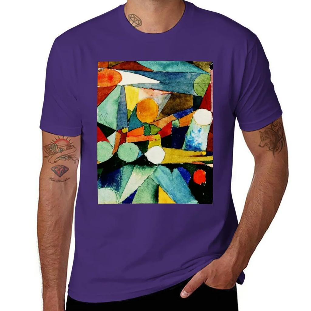 Farbenformen | Paul Klee Abstrakte Aquarellkunst T-Shirt Vintage Anime Erhaben Frucht des Webens Herren T-Shirts
